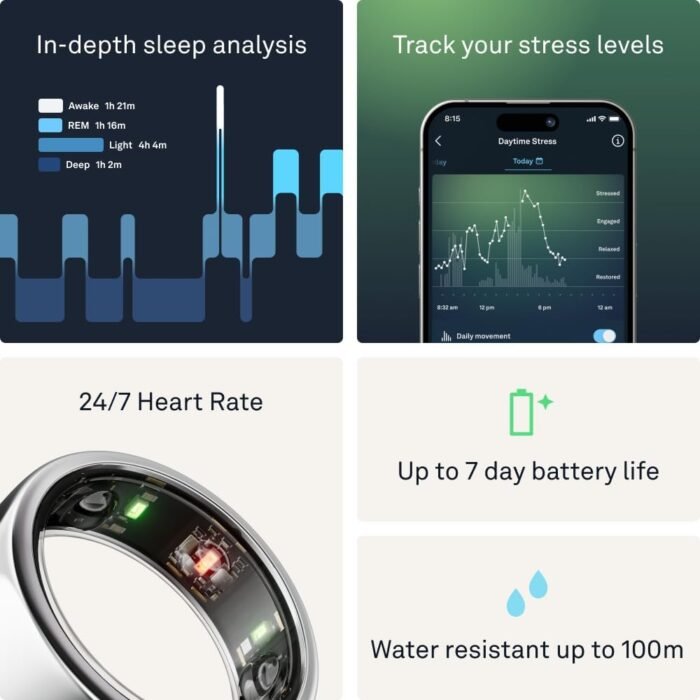 Oura Ring Gen3 Horizon - Silver - Size 9 - Smart Ring - Size First with Oura Ring Gen3 Sizing Kit - Sleep Tracking Wearable - Heart Rate - Fitness Tracker - 5-7 Days Battery Life - Image 5