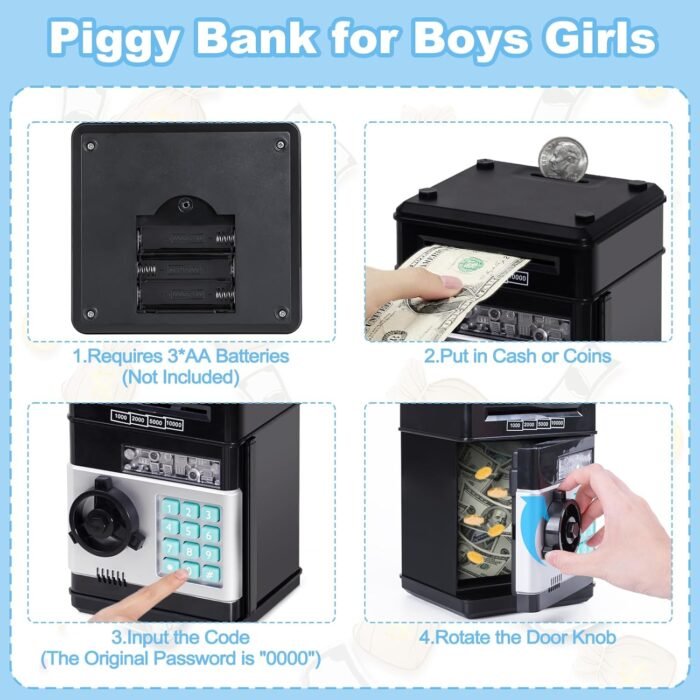 Refasy Piggy Bank Cash Coin Can ATM Bank Electronic Coin Money Bank for Kids-Hot Gift - Image 4