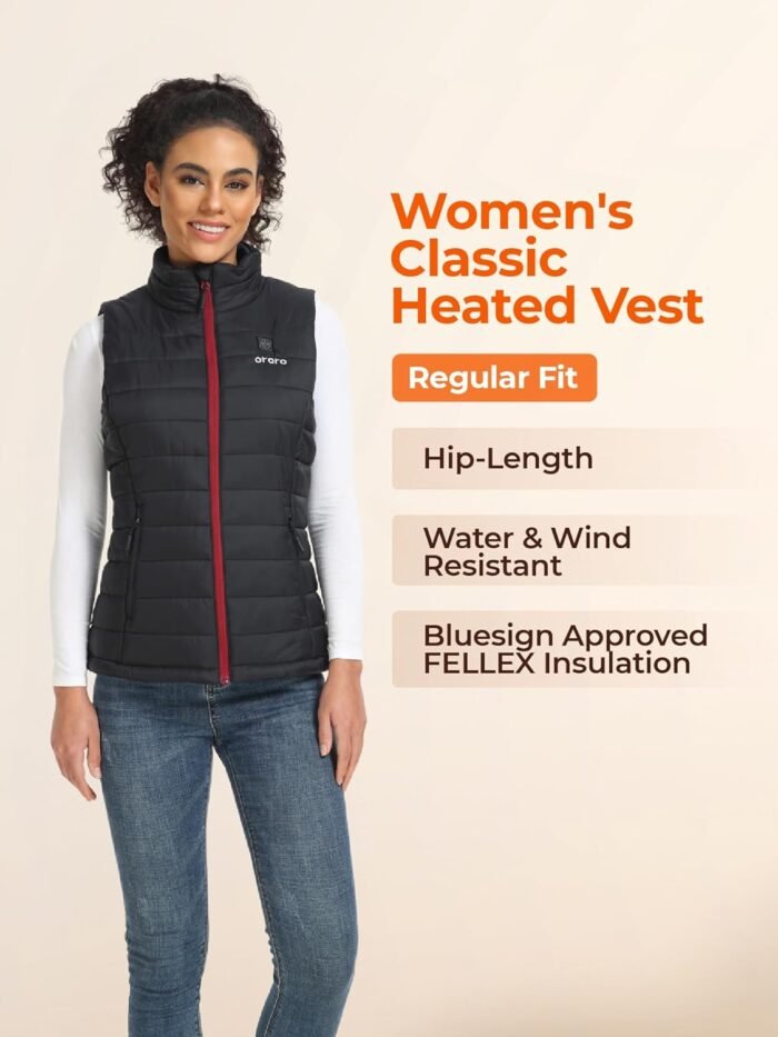 ORORO Women's Lightweight Heated Vest with Battery Pack - Image 5
