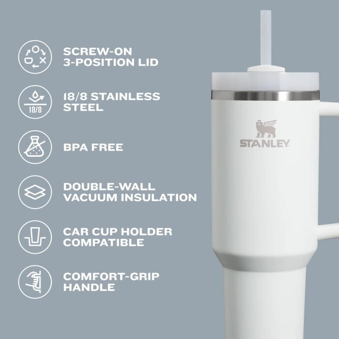Stanley Quencher H2.0 Tumbler with Handle & Straw 30 oz | Twist On 3-Way Lid | Cupholder Compatible for Travel | Insulated Stainless Steel Cup | BPA-Free | Lilac - Image 4