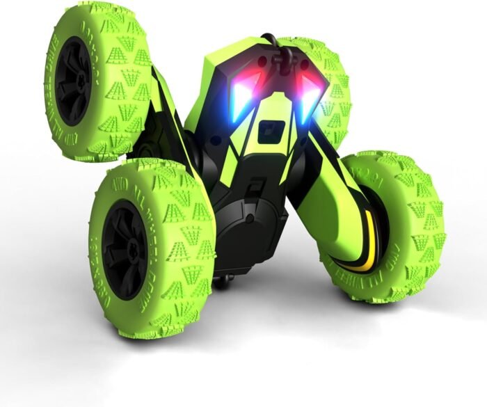 Threeking RC Stunt Cars Remote Control Car Double-Sided Driving 360-degree Flips Rotating Car Toy, Green - Image 9