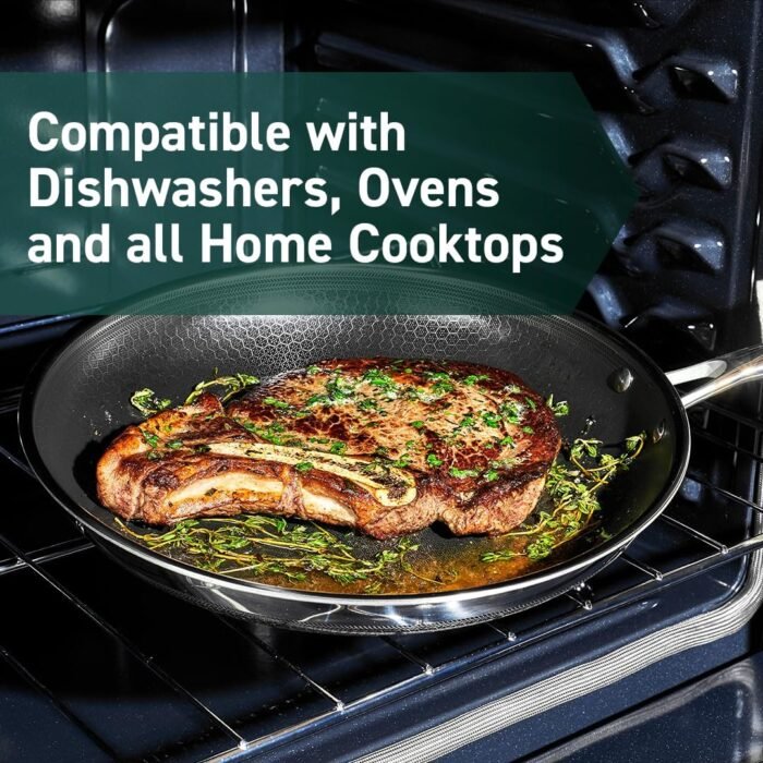 HexClad Hybrid Nonstick Frying Pan, 12-Inch, Stay-Cool Handle, Dishwasher and Oven Safe, Induction Ready, Compatible with All Cooktops - Image 5