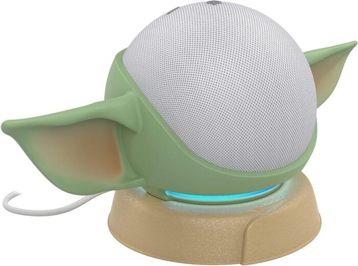 Echo Dot (5th Gen) Bundle: Echo Dot (5th Gen, 2022 release) | Glacier White, and Made for Amazon, featuring The Mandalorian Baby Grogu ™-inspired Stand - Image 4