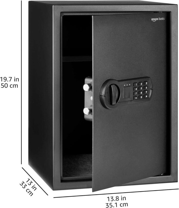 Amazon Basics Small Safe For Home, Steel Security, Electronic, Programmable Keypad Lock Box, 1.8 Cubic Feet, Black - Image 8
