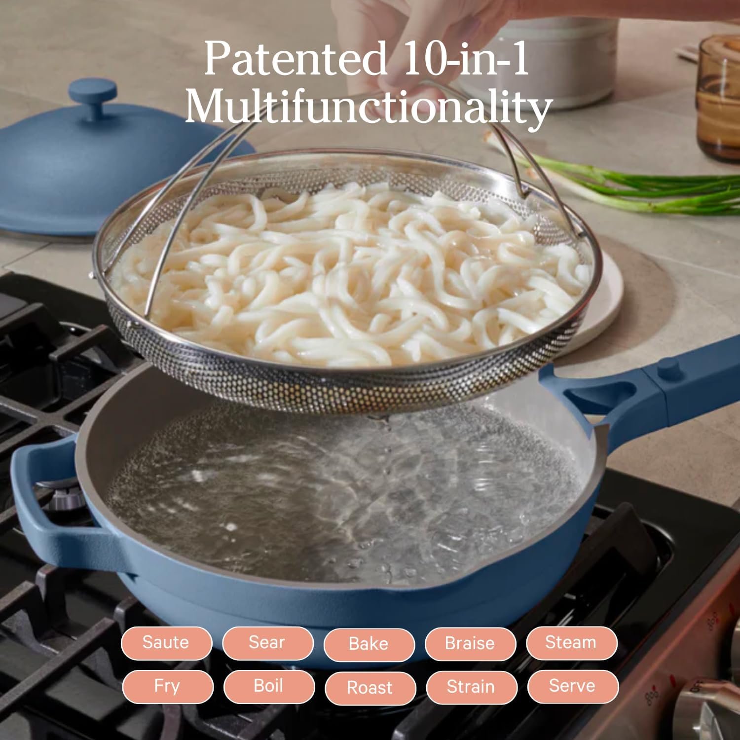 Our Place 10.5-Inch Ceramic Nonstick Skillet Pan, Toxin-Free with Stainless Steel Handle, Oven Safe - Blue Salt - Image 4