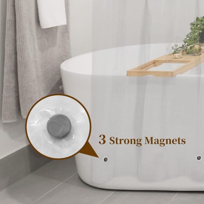 Barossa Design Plastic Shower Liner Clear - Premium PEVA Shower Curtain Liner with Rustproof Grommets and 3 Magnets, Waterproof Cute Lightweight Standard Size Shower Curtains for Bathroom - Clear - Image 8