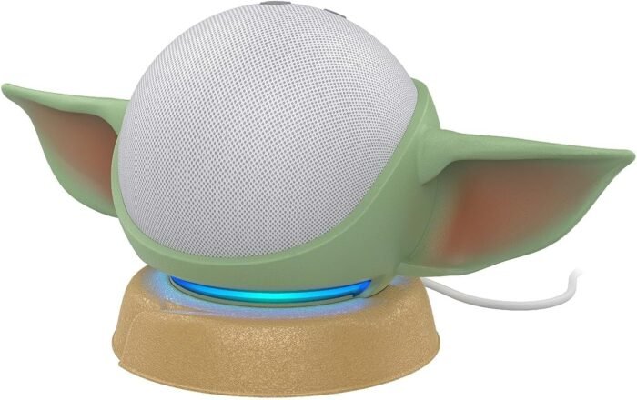 Echo Dot (5th Gen) Bundle: Echo Dot (5th Gen, 2022 release) | Glacier White, and Made for Amazon, featuring The Mandalorian Baby Grogu ™-inspired Stand - Image 3