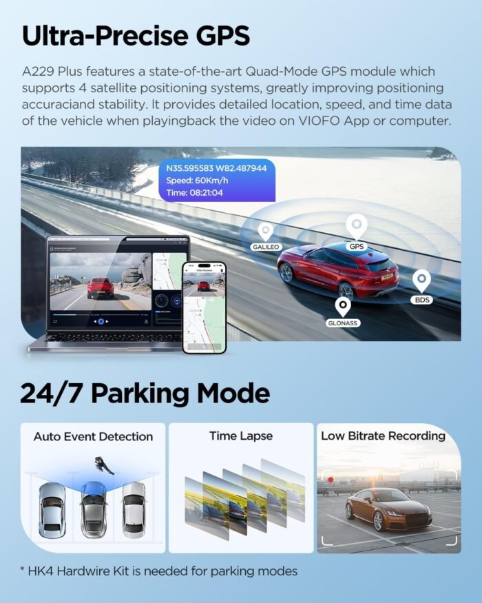 VIOFO A229 Plus Dash Cam Front and Rear, Dual STARVIS 2 Sensors, 2 Channel HDR, 1440P+1440P Voice Control Car Dash Camera, 5GHz Wi-Fi, Support 512GB Max, Voice Control, Ultra-Precise GPS - Image 6