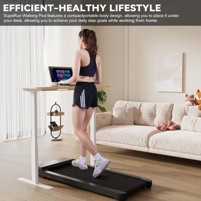 SupeRun Walking Pad, Under Desk Treadmill, 3 in 1 Portable Treadmill with Remote Control LED Display, 2.5 HP Quiet Walking Jogging Machine for Office Home Use, 300 Lbs Capacity - Image 6