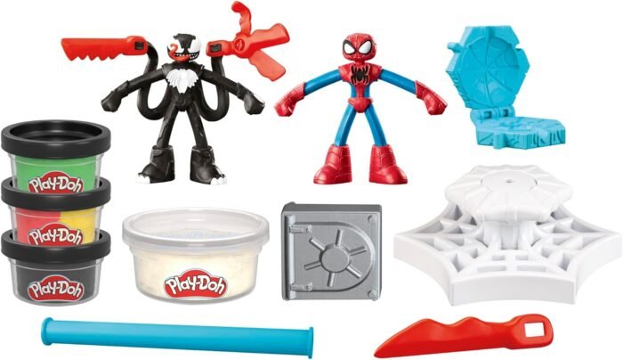 Play-Doh Marvel Spider-Man Launch & Slice Battle Playset with 2 Bendy Action Figures and 7 Accessories, Imagination Toys for Boys & Girls 4 Years & Up - Image 10