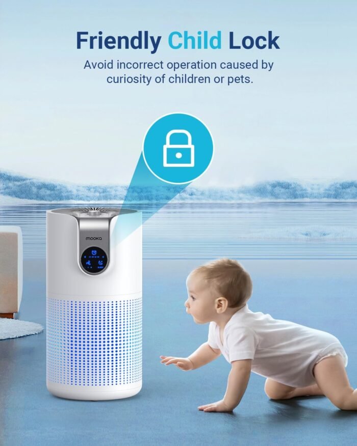 Air Purifiers for Home Large Room Up to 1500ft² with Aromatherapy, MOOKA HEPA Air Purifier for Bedroom Pets Kitchen, Air Filter Cleaner for Smoke Pollen Dust Dander Odor, 15dB, M03, White - Image 9