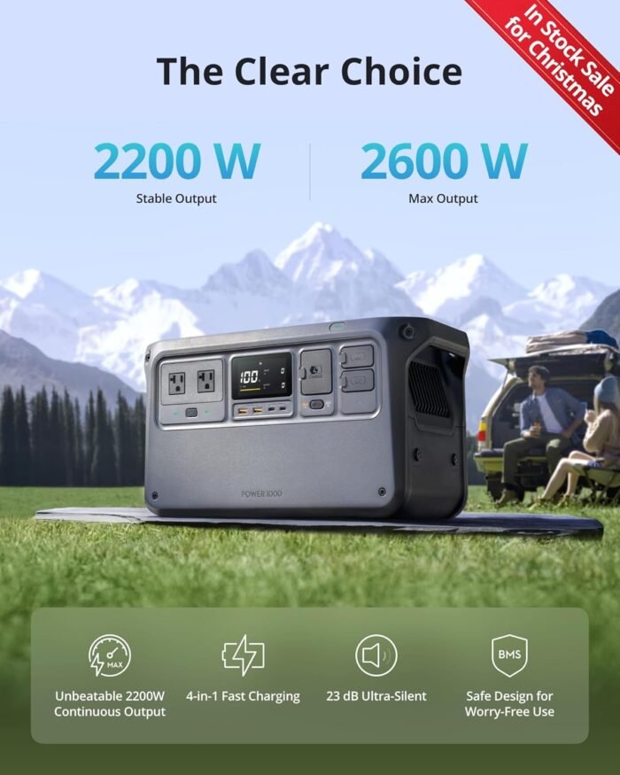 DJI Power 1000 Portable Power Station, In-stock Sale,1024Wh LiFePO4 Battery, 2200W (Peak 2600W) AC/140W USB-C Output, 23db Ultra-Silent, Solar Generator For Home Backup, Camping(Solar Panel Optional) - Image 2
