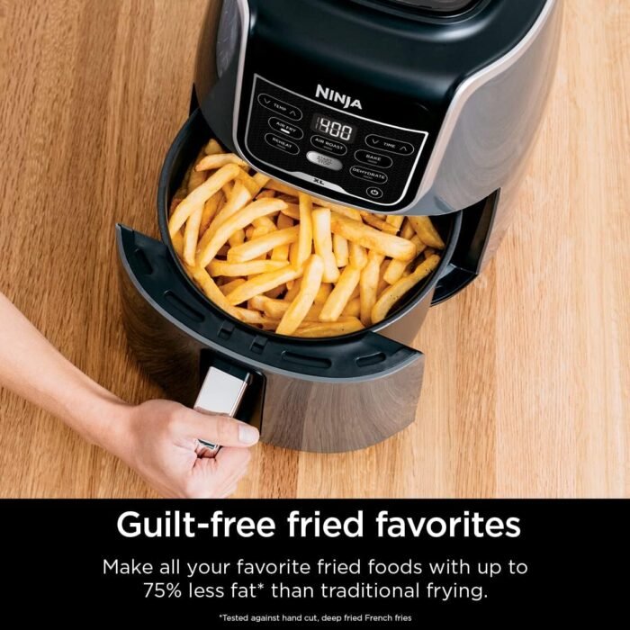 Ninja Air Fryer XL, 5.5 Qt. Capacity that can Air Fry, Air Roast, Bake, Reheat & Dehydrate, with Dishwasher Safe, Nonstick Basket & Crisper Plate and a Chef-Inspired Recipe Guide, Grey, AF150AMZ - Image 4