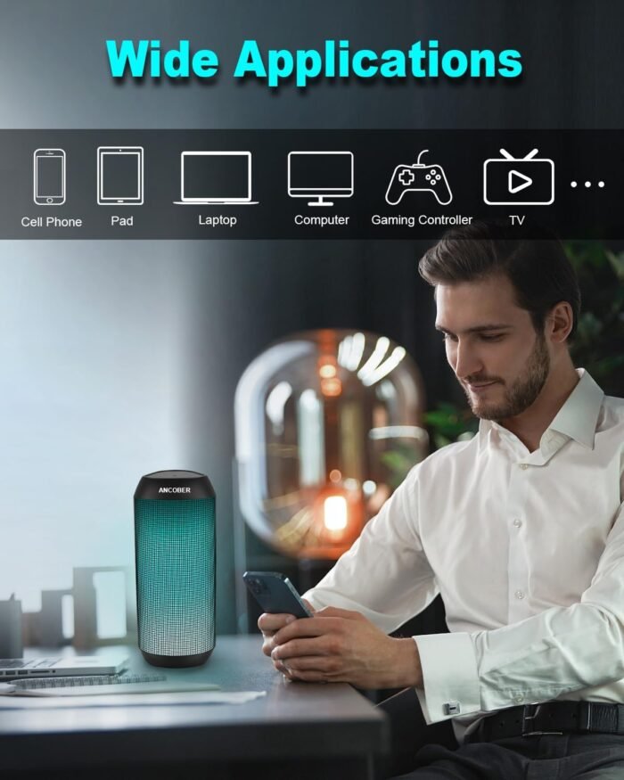 Bluetooth Speaker, Wireless Portable, HD Stereo Sound,with Cool Dynamic LED Lights, IPX4 Waterproof, BT5.3, Dual Surround Pairing, Him Her Man Teens Electronic Gadgets Gifts, for Outdoor Camping Party - Image 6