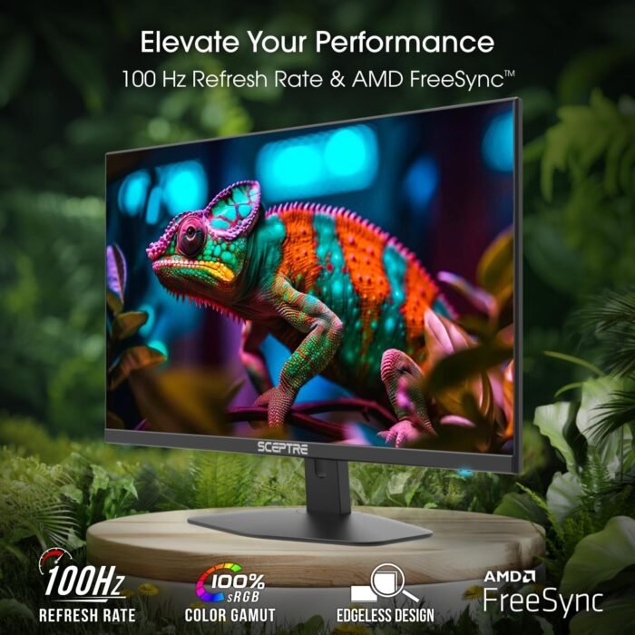 Sceptre New 27-inch Gaming Monitor 100Hz 1ms DisplayPort HDMI x2 100% sRGB AMD FreeSync Build-in Speakers, Eye Care Frameless Machine Black 2024 (E275W-FW100T) - Image 2