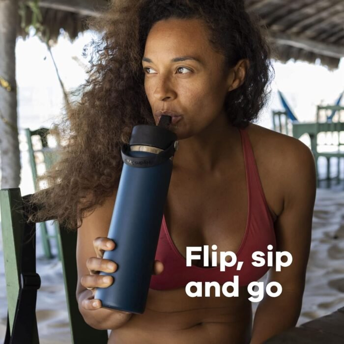HYDRO FLASK Wide Mouth vacuum insulated stainless steel water bottle with leakproof closeable straw lid for cold water drinks, sports, travel, car and school - Image 4