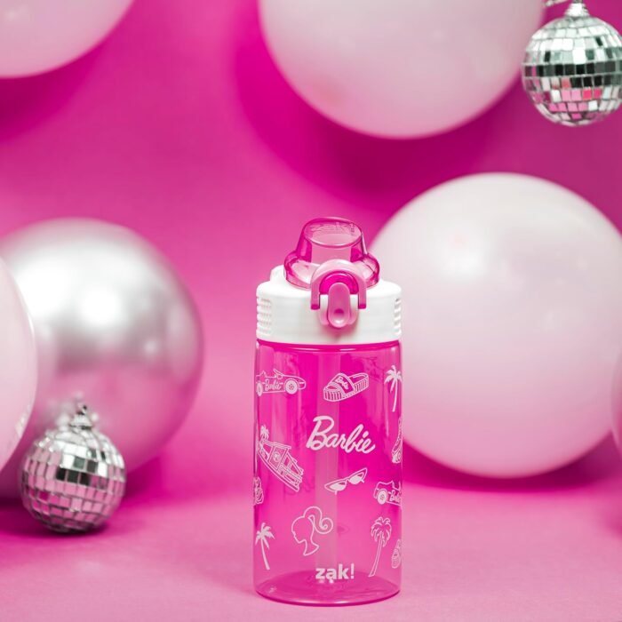 Zak Designs Sage Barbie Water Bottle For School or Travel, 16oz Durable Plastic Water Bottle With Straw, Handle, and Leak-Proof, Pop-Up Spout Cover (Barbie) - Image 3