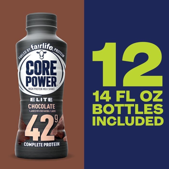 Core Power Elite High Protein Shake, Chocolate, 42g Bottle, 14oz, 12 Pack - Image 4