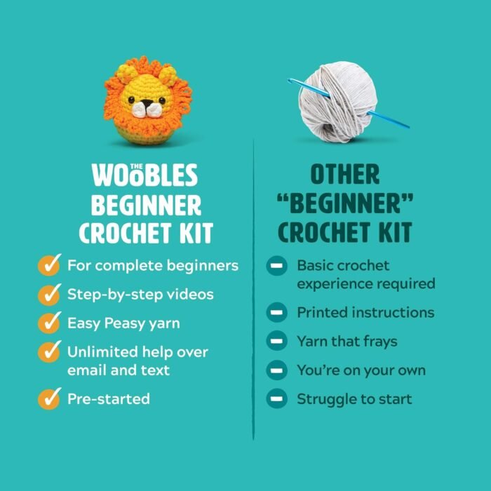 The Woobles Beginners Crochet Kit with Easy Peasy Yarn as seen on Shark Tank - with Step-by-Step Video Tutorials - Pierre The Penguin - Image 5