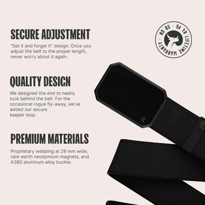 Groove Life Groove Belt Men's Stretch Nylon Belt with Magnetic Aluminum Buckle, Lifetime Coverage - Image 2