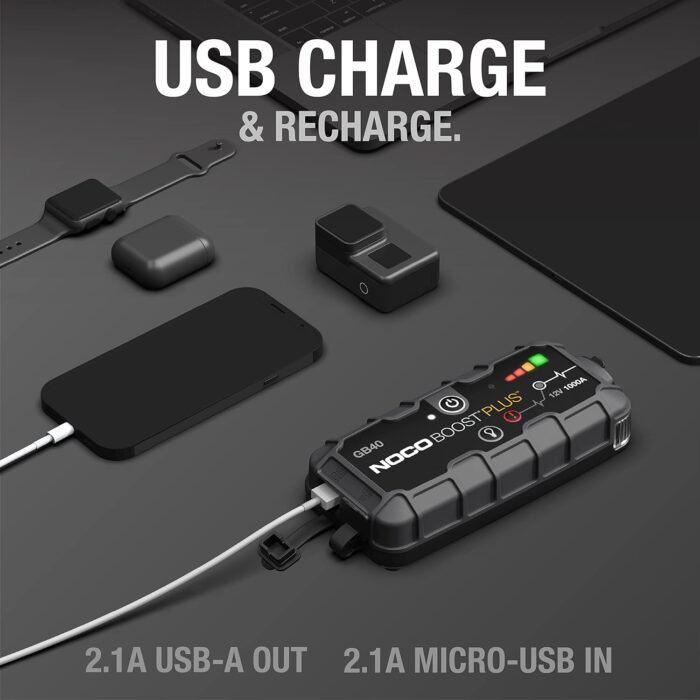 NOCO Boost Plus GB40 1000A UltraSafe Car Battery Jump Starter, 12V Battery Pack, Battery Booster, Jump Box, Portable Charger and Jumper Cables for 6.0L Gasoline and 3.0L Diesel Engines - Image 4