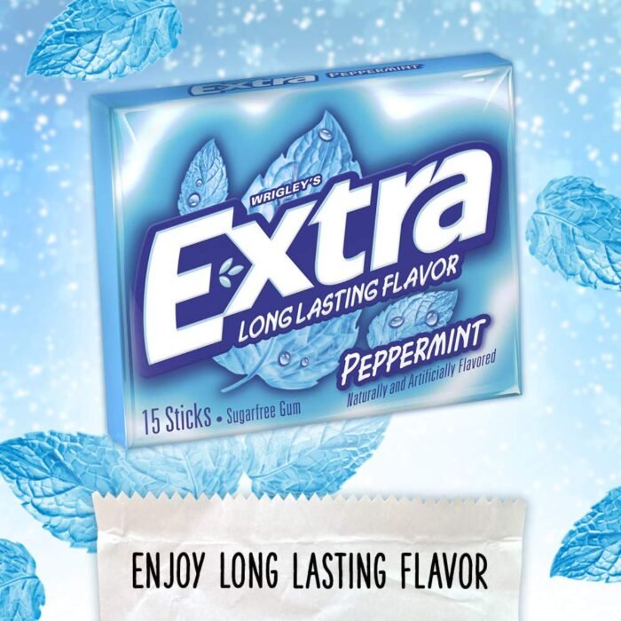 Extra Gum Peppermint Chewing Gum, 15 Pieces (Pack of 10) - Image 3