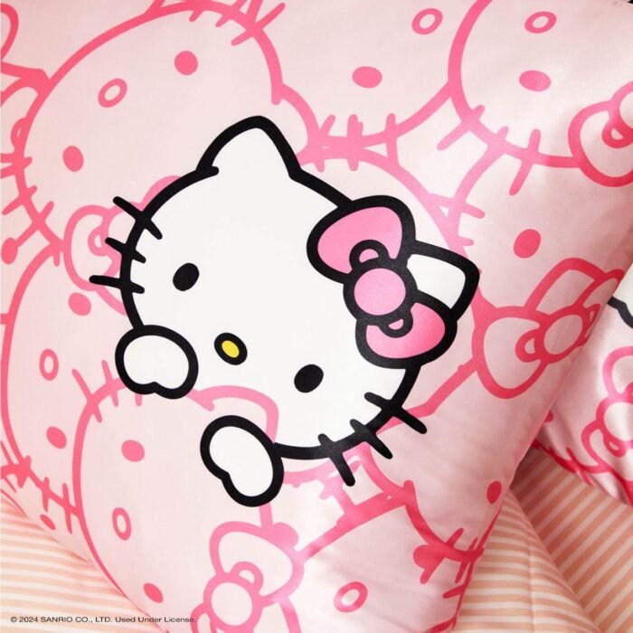 Kitsch x Hello Kitty (Pink Kitty Faces) - Satin Pillowcase with Zipper for Hair and Skin, Softer Than Silk Pillow Case, Cooling Pillow Cover, Machine Washable, Queen/Standard (19x26) - Image 5