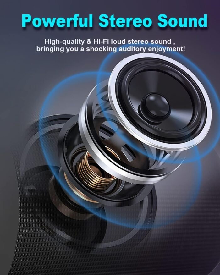 Bluetooth Speaker, Wireless Portable, HD Stereo Sound,with Cool Dynamic LED Lights, IPX4 Waterproof, BT5.3, Dual Surround Pairing, Him Her Man Teens Electronic Gadgets Gifts, for Outdoor Camping Party - Image 2