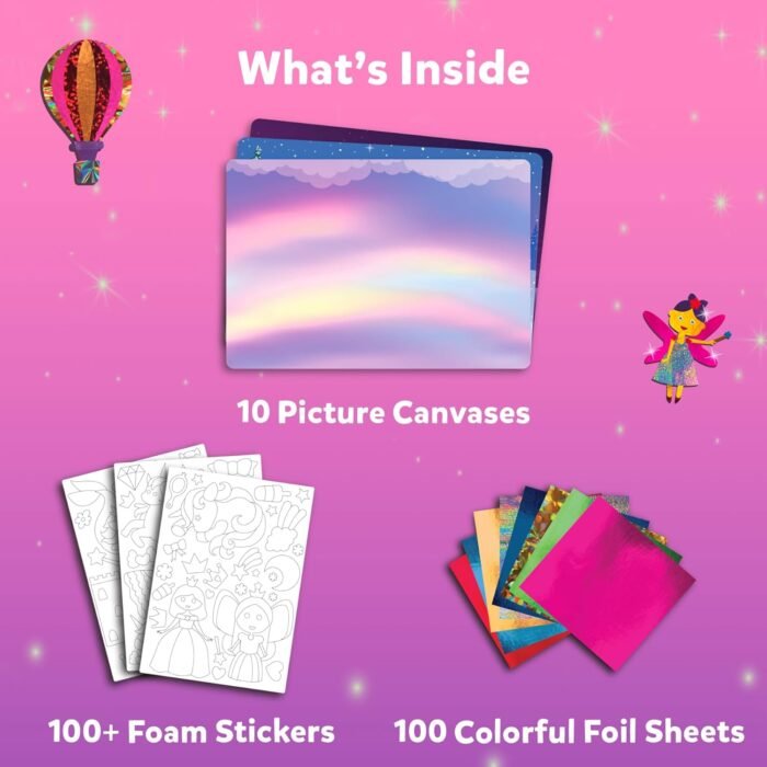 Skillmatics Art & Craft Activity - Foil Fun Unicorns & Princesses, No Mess Art for Kids, Craft Kits, DIY Creative Activity, Christmas Gifts for Girls & Boys Ages 4, 5, 6, 7, 8, 9, Travel Toys - Image 4