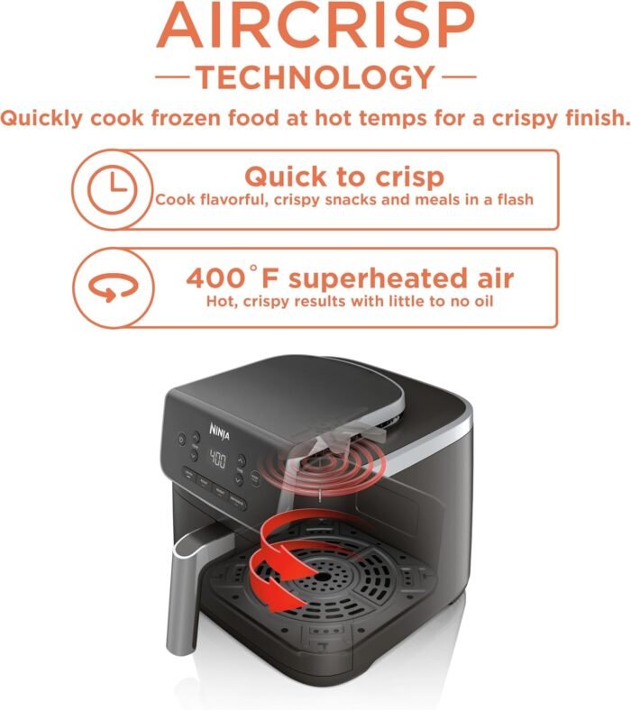 Ninja Air Fryer Pro 4-in-1 with 5 QT Capacity, Air Fry, Roast, Reheat, Dehydrate, Air Crisp Technology with 400F for hot, crispy results in just minutes, Nonstick Basket & Crisper Plate, Grey, AF141 - Image 2