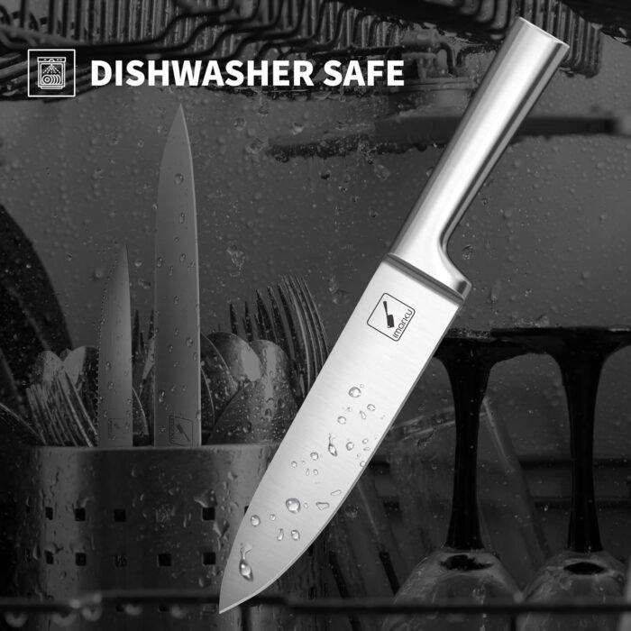 imarku Knife Set - Kitchen Knife Set 15 Pieces Japanese Stainless Steel Knife Block Set with Sharpener - Dishwasher Safe Kitchen Knives - Ultra Sharp Chef Knife Set for Kitchen, Silver - Image 5
