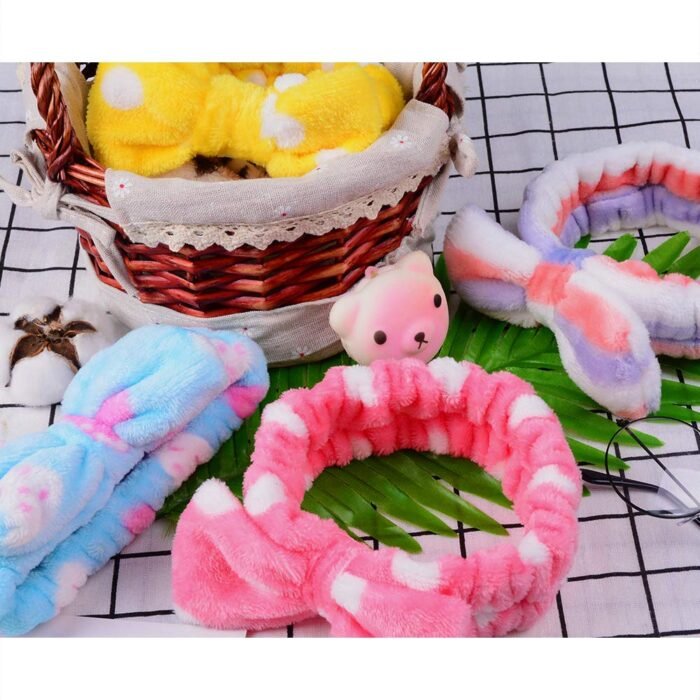 UMIKU 8 Pack Spa Headband for Women, Facial Makeup Headband Soft Coral Fleece Cosmetic Headband for Women Girls Bow Hair Band Head Wraps for Washing Face Mask Spa Shower Gifts - Image 6