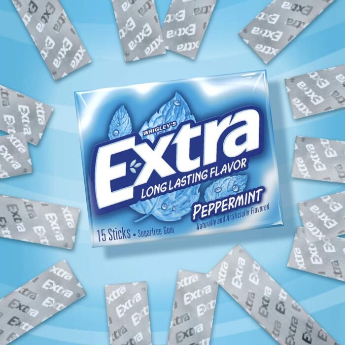 Extra Gum Peppermint Chewing Gum, 15 Pieces (Pack of 10) - Image 2