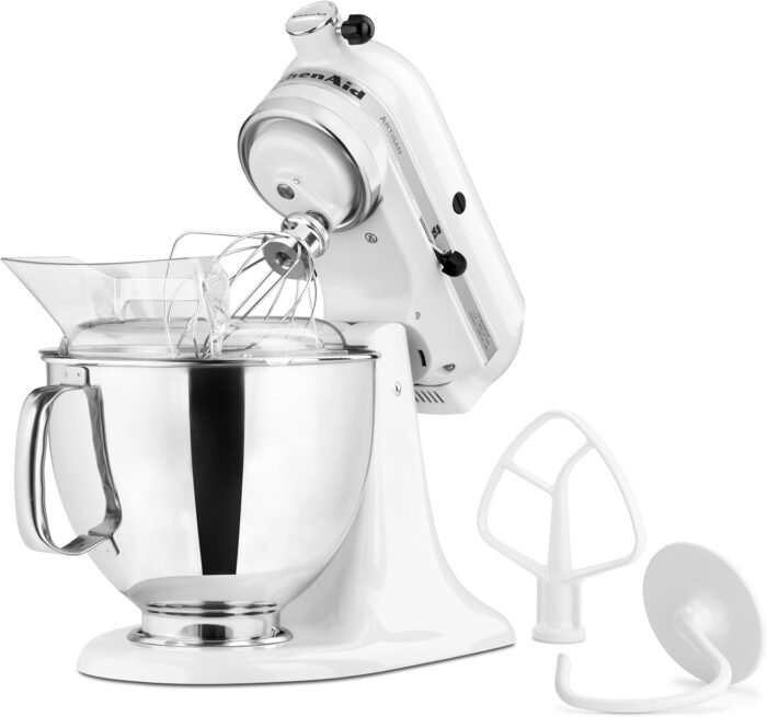 KitchenAid Artisan Series 5 Quart Tilt Head Stand Mixer with Pouring Shield KSM150PS, White - Image 2