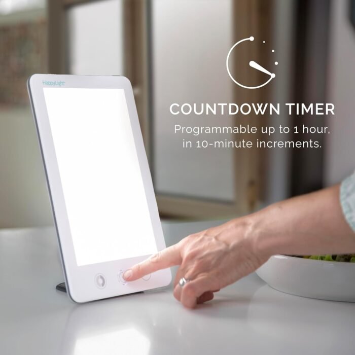 Verilux HappyLight Touch Plus - Light Therapy Lamp with 10,000 Lux, UV-Free, LED Bright White Light with Adjustable Brightness, Color, Countdown Timer, & Detachable Stand - Boost Mood, Sleep, & Focus - Image 5