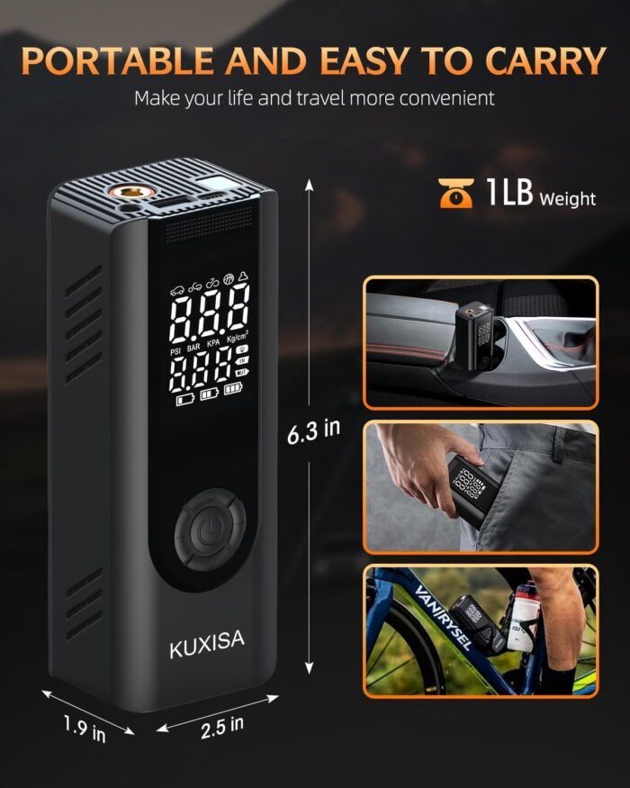 Tire Inflator Portable Air Compressor - 180PSI Air Compressor with Tire Pressure Gauge, 25000mAh & 3X Faster Portable Air Pump for Cars, Bikes & Motorcycle Tires, Balls, Car Accessories - Image 7
