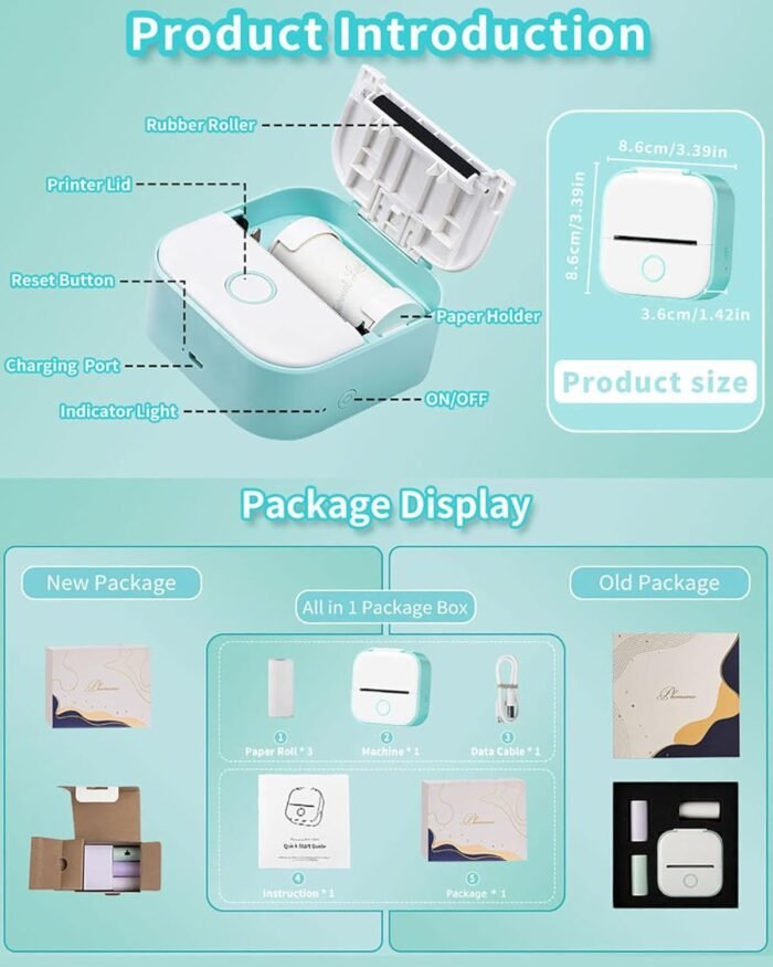 Memoking Print Pods Mini Printer - Sticker Printer T02 Portable Thermal Printer Inkless Sticker Maker Machine Bluetooth Pocket Printer Phone Printer for Study Graphics, Anatomical Diagrams, Photos - Image 9