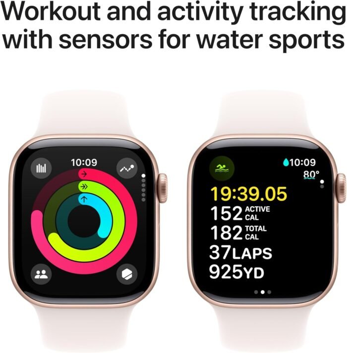 Apple Watch Series 10 [GPS 42mm case] Smartwatch with Rose Gold Aluminium Case with Light Blush Sport Band - S/M. Fitness Tracker, ECG App, Always-On Retina Display, Water Resistant - Image 5