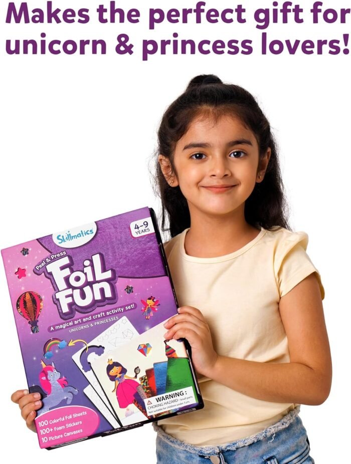 Skillmatics Art & Craft Activity - Foil Fun Unicorns & Princesses, No Mess Art for Kids, Craft Kits, DIY Creative Activity, Christmas Gifts for Girls & Boys Ages 4, 5, 6, 7, 8, 9, Travel Toys - Image 7