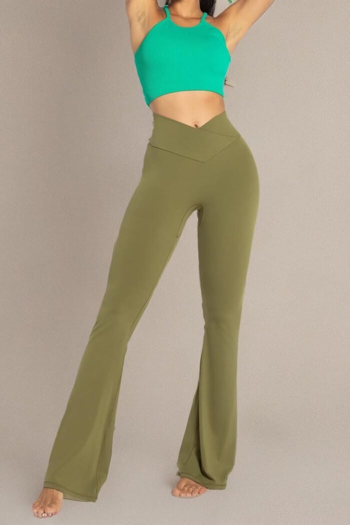 Sunzel Womens Flare Leggings with Tummy Control Crossover Waist and Wide Leg - Image 9