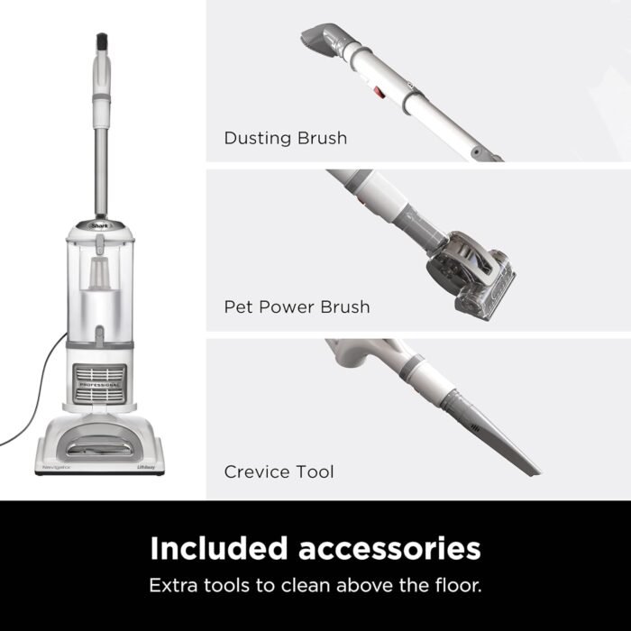 Shark Upright Vacuum, Navigator Lift-Away with Swivel Steering, HEPA Filter, XL Dust Cup, Pet Power, Dusting Brush, and Crevice Tool, Perfect for Pet Hair, White/Silver, NV356E - Image 8