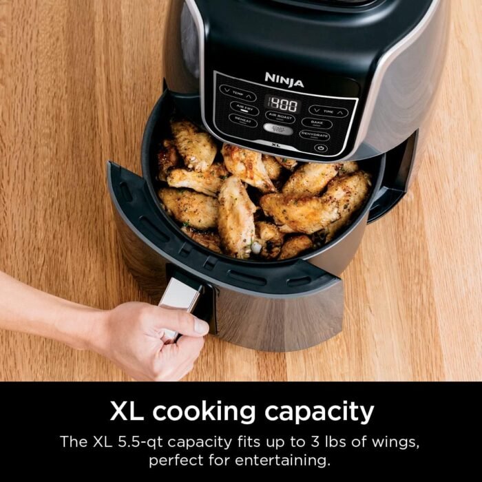 Ninja Air Fryer XL, 5.5 Qt. Capacity that can Air Fry, Air Roast, Bake, Reheat & Dehydrate, with Dishwasher Safe, Nonstick Basket & Crisper Plate and a Chef-Inspired Recipe Guide, Grey, AF150AMZ - Image 5