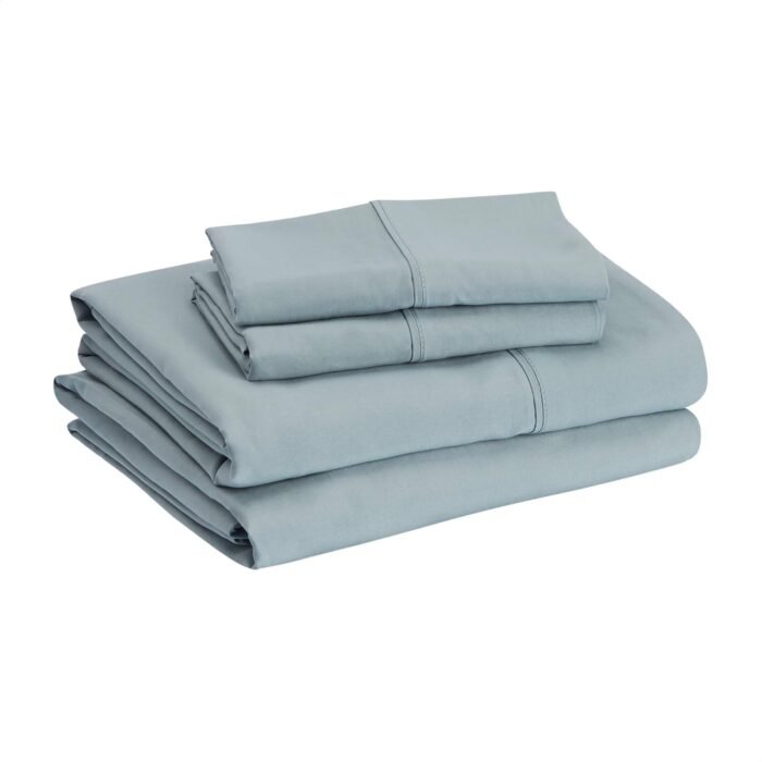 Amazon Basics Lightweight Super Soft Easy Care Microfiber 4-Piece Bed Sheet Set with 14-Inch Deep Pockets, Queen, Spa Blue, Solid - Image 2
