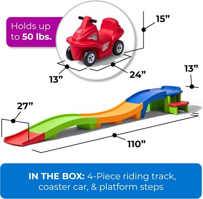 Step2 Up & Down Roller Coaster Kids Ride On Toy, Push Car, Indoor/Outdoor Playset, Made of Durable Plastic, Max Weight 50 lbs., For Toddlers 2-5 Years Old, Multicolor - Image 5