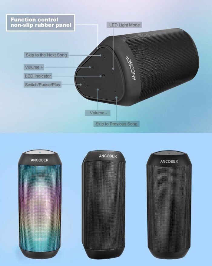 Bluetooth Speaker, Wireless Portable, HD Stereo Sound,with Cool Dynamic LED Lights, IPX4 Waterproof, BT5.3, Dual Surround Pairing, Him Her Man Teens Electronic Gadgets Gifts, for Outdoor Camping Party - Image 7