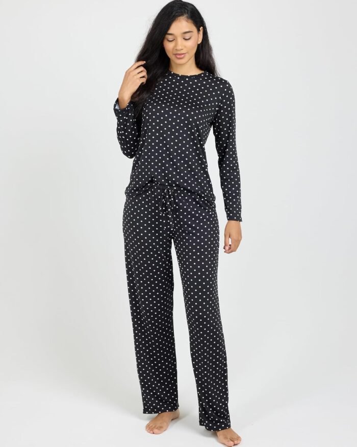 Real Essentials 2 Pack: Women's Pajama Set - Choose from Short Sleeve with Pocket or Long Sleeve without Pocket - Image 2