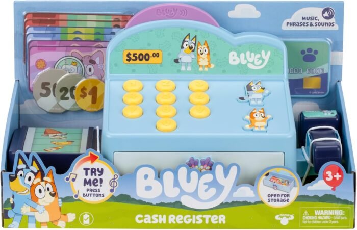 Bluey Cash Register. Press The Buttons to Hear Beeps, Sounds and Phrases from Bluey and Bingo |Use The Scanner to Scan Packages and Pretend to Run a Shop | Includes Toy Credit Card and Dollar Bucks! - Image 5
