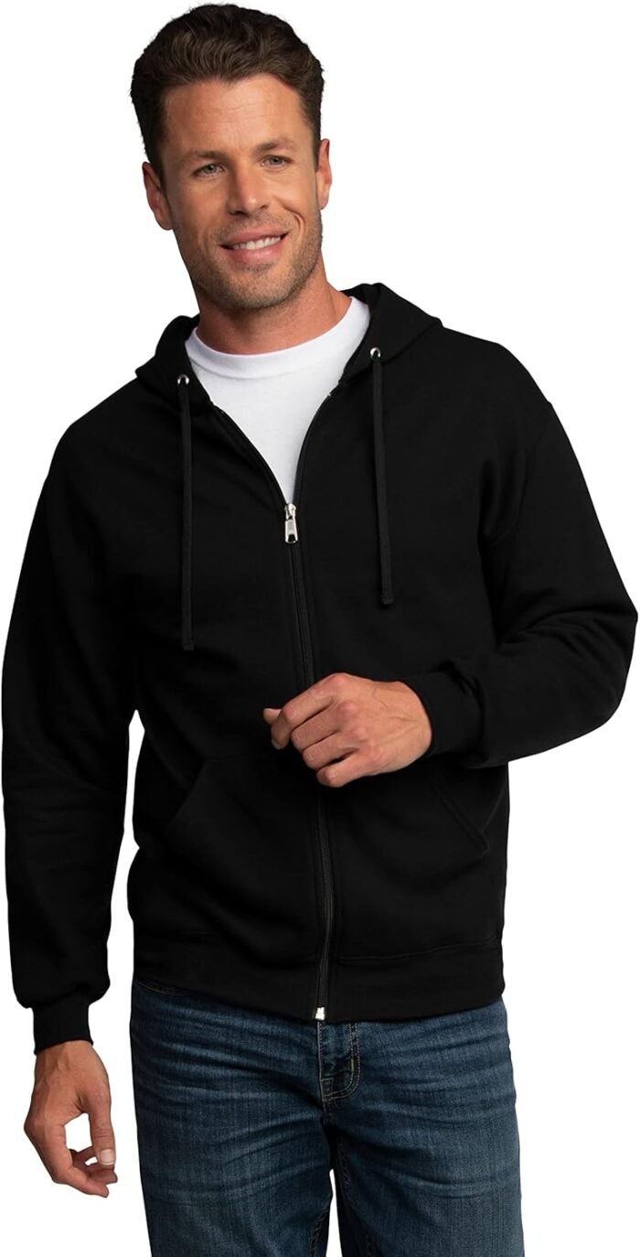Fruit of the Loom Men's Eversoft Fleece Hoodies, Moisture Wicking & Breathable, Full Zip Hooded Sweatshirt