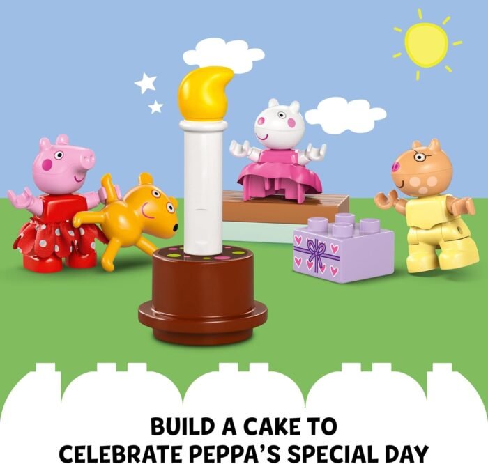 LEGO DUPLO Peppa Pig Birthday House Playset with 3 Animal Figures, Educational Toy for 2 Year Olds, Buildable Dollhouse for Creative Role Play, Peppa Pig Toy for Girls, Boys and Toddlers, 10433 - Image 5