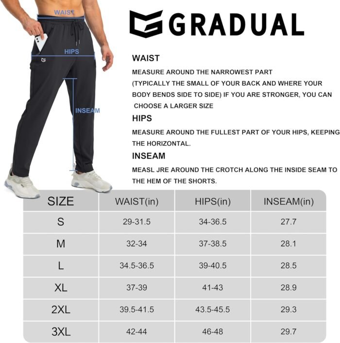G Gradual Men's Sweatpants with Zipper Pockets Tapered Joggers for Men Athletic Pants for Workout, Jogging, Running - Image 7